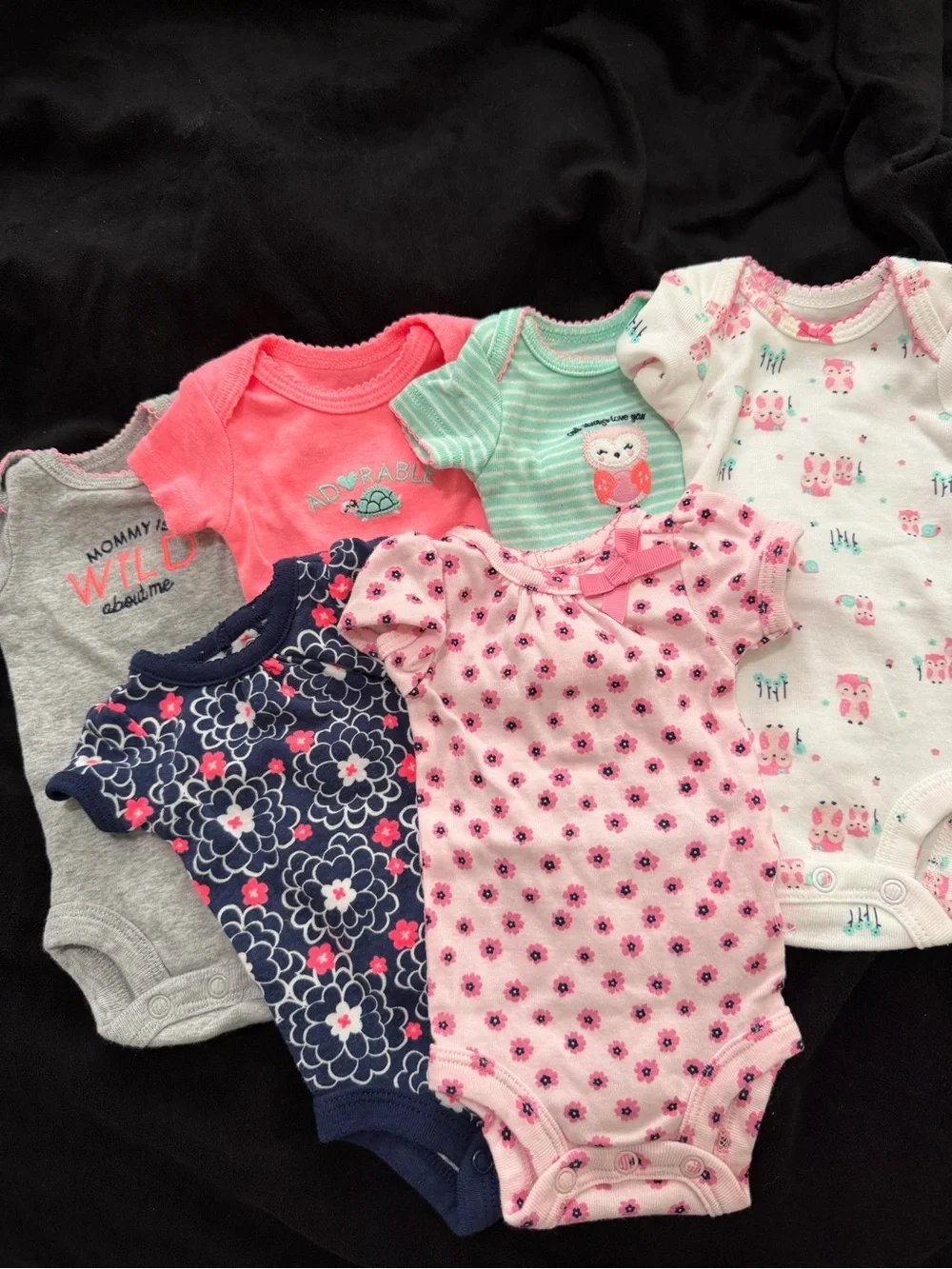 Carter's Baby Girls One-Piece Bodysuit Set - Pink, Navy, Coral, Mint, Gray